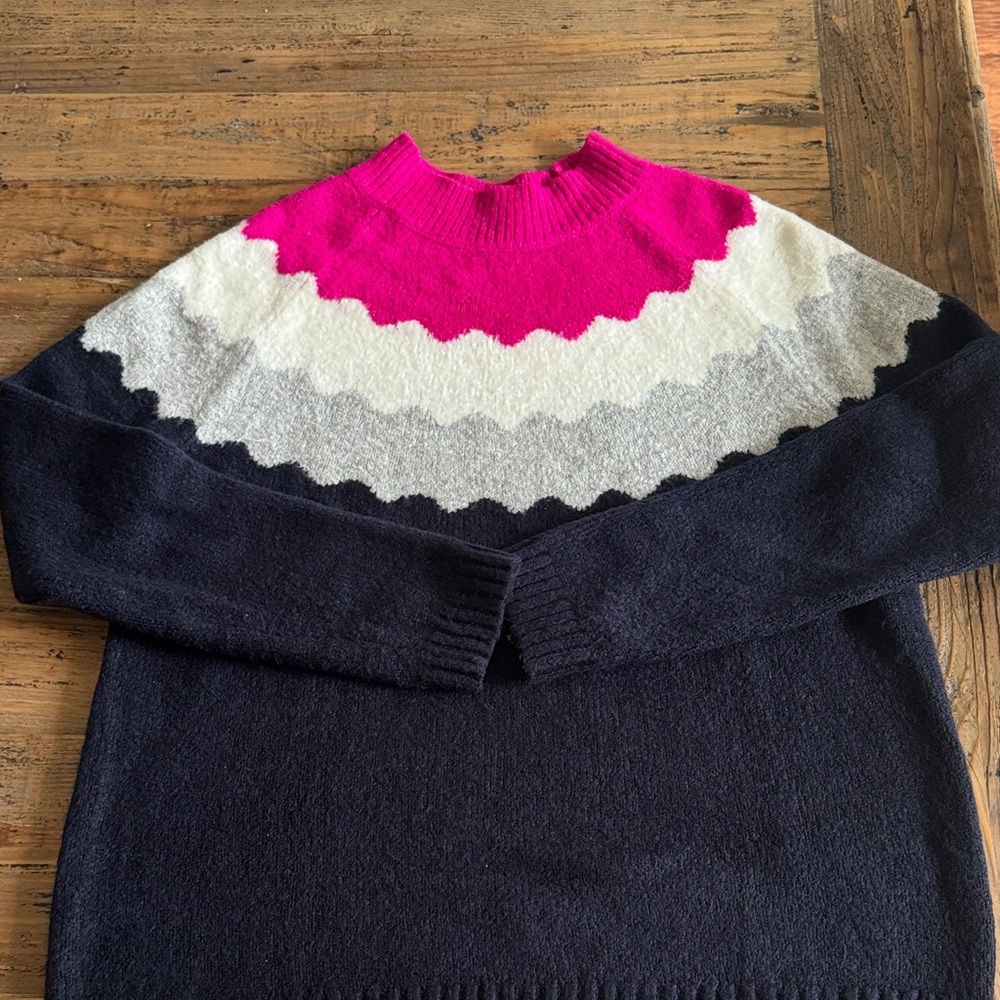 Talbots Navy , Pink, and Gray Turtleneck Sweater